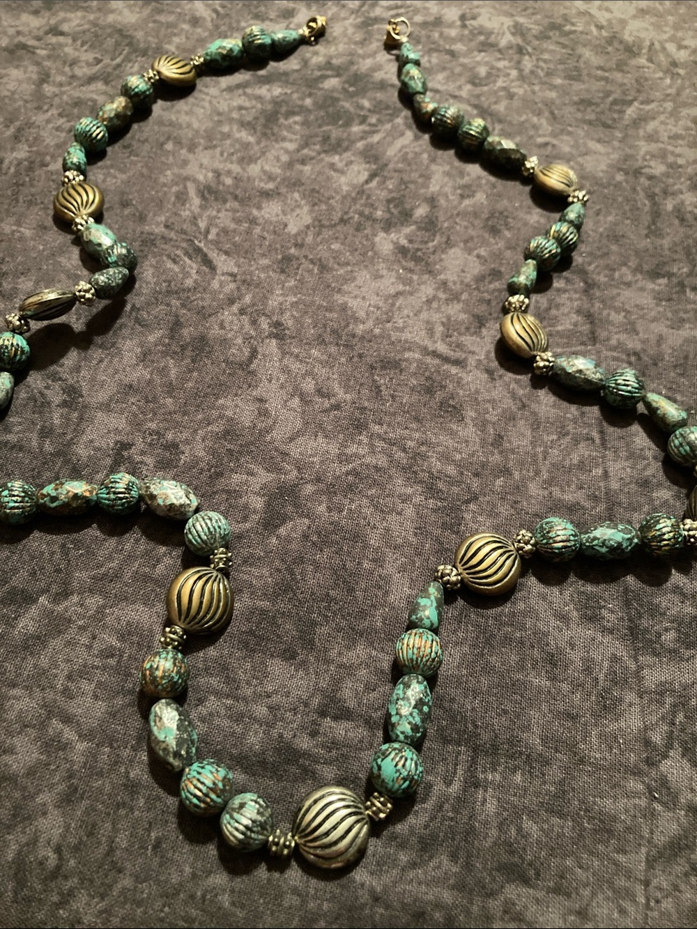 Turquoise Colored Antique Look Beaded Necklace - Stylish Women's Jewelry